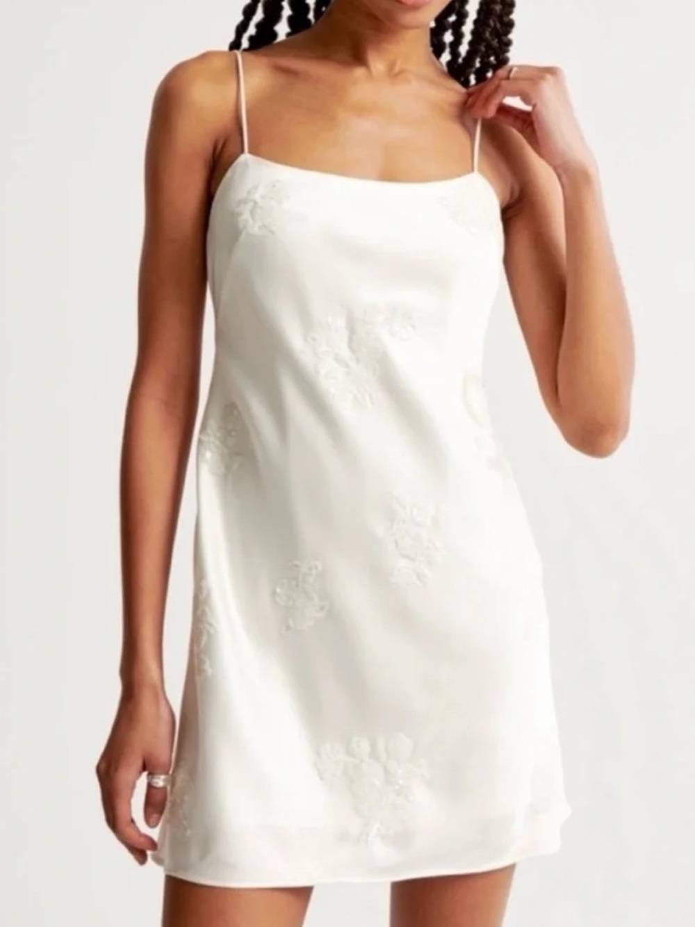 Abercrombie & Fitch White Embroidered Slip Chemise